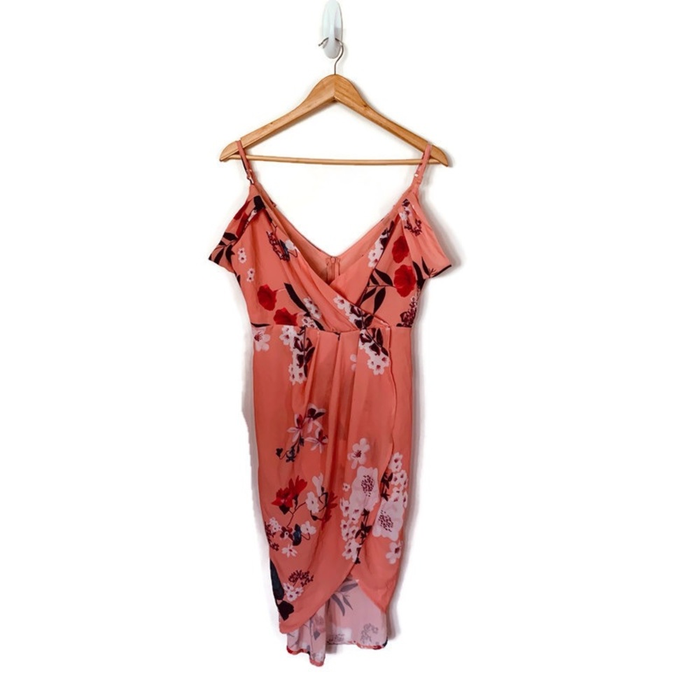 Yoins  Floral Hi Lo Hem Dress Cold Shoulder Small NWT